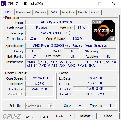 screenshot of CPU-Z validation for Dump [uha29x] - Submitted by  MGC  - 2024-04-16 16:58:02