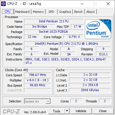 screenshot of CPU-Z validation for Dump [unuchg] - Submitted by  Anonymous  - 2024-01-06 12:13:55