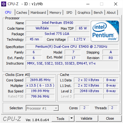 screenshot of CPU-Z validation for Dump [v1yt4b] - Submitted by  DESKTOP-KS4TERE  - 2018-05-22 04:13:39