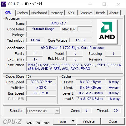 screenshot of CPU-Z validation for Dump [v3zfcl] - Submitted by  Anonymous  - 2017-03-16 14:50:42