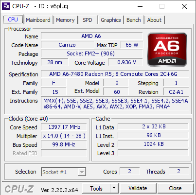screenshot of CPU-Z validation for Dump [v6pluq] - Submitted by  Anonymous  - 2026-08-02 02:13:22