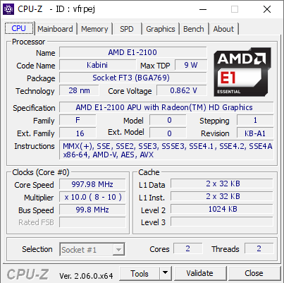 screenshot of CPU-Z validation for Dump [vfrpej] - Submitted by  Anonymous  - 2023-06-14 00:59:43