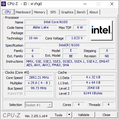 screenshot of CPU-Z validation for Dump [vryhgd] - Submitted by  Anonymous  - 2023-05-01 18:44:50