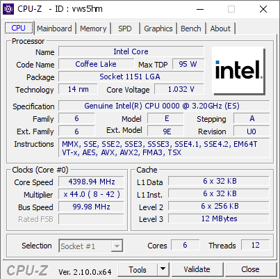screenshot of CPU-Z validation for Dump [vws5hm] - Submitted by  Anonymous  - 2024-07-21 18:44:21