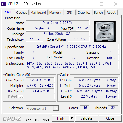 screenshot of CPU-Z validation for Dump [vz1xvt] - Submitted by  PROJECTLAMBDA  - 2018-07-06 02:33:12