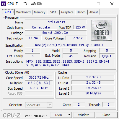 screenshot of CPU-Z validation for Dump [w8ei0b] - Submitted by  Prokon1  - 2021-11-25 03:36:24