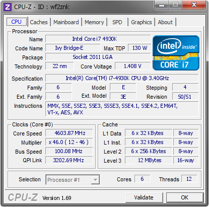screenshot of CPU-Z validation for Dump [wf2znk] - Submitted by  OCN Prophet4NO1  - 2014-04-23 05:04:27