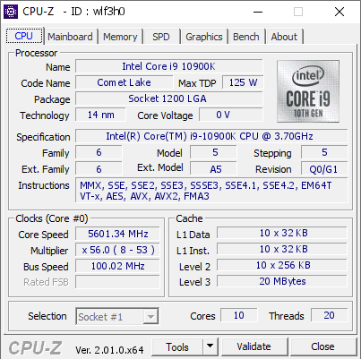 screenshot of CPU-Z validation for Dump [wlf3h0] - Submitted by  ds22  - 2022-06-27 09:45:24