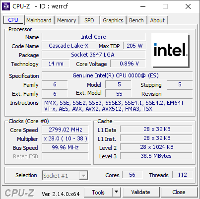 screenshot of CPU-Z validation for Dump [wzrrcf] - Submitted by  Anonymous  - 2025-03-05 03:29:18