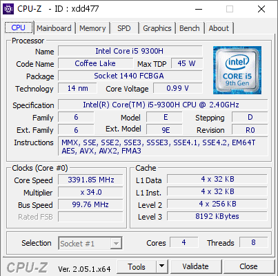 screenshot of CPU-Z validation for Dump [xdd477] - Submitted by  NITRO5-VINICIUS  - 2023-05-22 22:12:24
