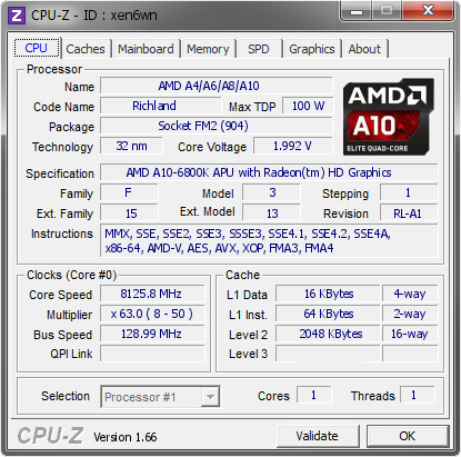 screenshot of CPU-Z validation for Dump [xen6wn] - Submitted by  TeamChina_Hero  - 2013-10-06 18:10:34