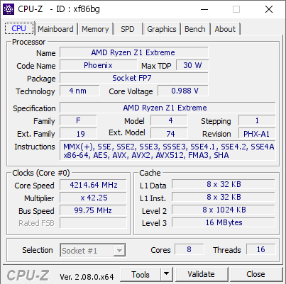 screenshot of CPU-Z validation for Dump [xf86bg] - Submitted by  Anonymous  - 2023-12-21 16:14:55
