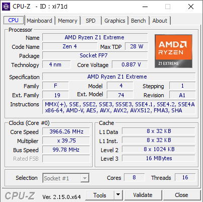 screenshot of CPU-Z validation for Dump [xi71ci] - Submitted by  Anonymous  - 2025-06-30 11:18:13
