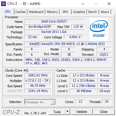 screenshot of CPU-Z validation for Dump [xuhih0] - Submitted by  Anonymous  - 2017-03-30 22:29:21