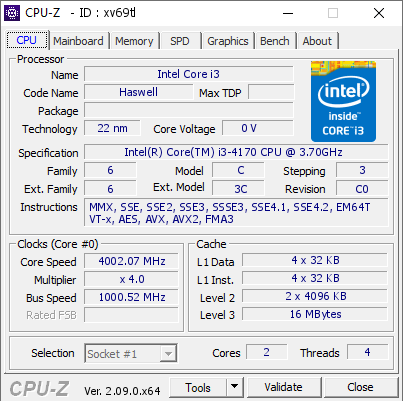 screenshot of CPU-Z validation for Dump [xv69tl] - Submitted by  Anonymous  - 2024-07-22 23:48:00