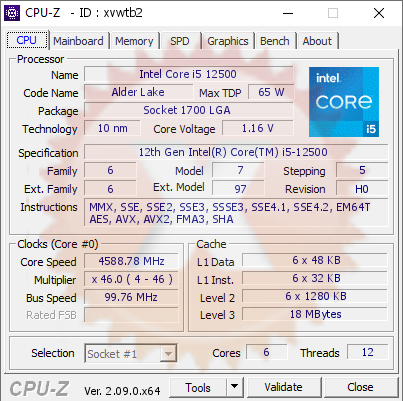 screenshot of CPU-Z validation for Dump [xvwtb2] - Submitted by  confusis  - 2024-02-01 18:59:42