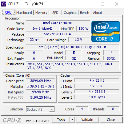 screenshot of CPU-Z validation for Dump [y0tc74] - Submitted by  Anonymous  - 2024-08-22 08:43:09