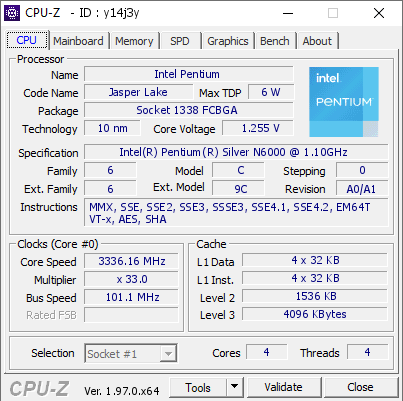 screenshot of CPU-Z validation for Dump [y14j3y] - Submitted by  Dry_Ice777  - 2021-08-27 03:57:39