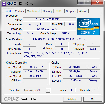screenshot of CPU-Z validation for Dump [y5hypk] - Submitted by  LARS-PC  - 2013-09-23 01:09:45
