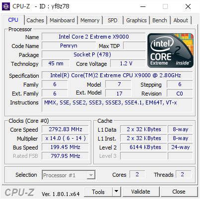 screenshot of CPU-Z validation for Dump [yf8z78] - Submitted by  Anonymous  - 2017-08-26 06:02:56