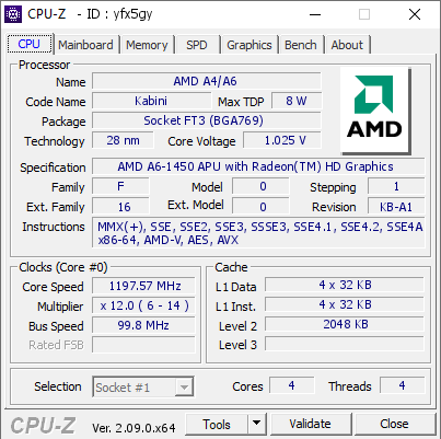 screenshot of CPU-Z validation for Dump [yfx5gy] - Submitted by  Anonymous  - 2024-04-13 03:58:34