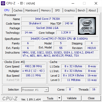 screenshot of CPU-Z validation for Dump [yxzuvj] - Submitted by  DESKTOP-5J7686J  - 2019-08-12 05:43:37