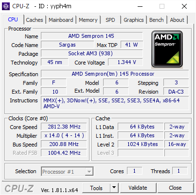screenshot of CPU-Z validation for Dump [yyph4m] - Submitted by  Anonymous  - 2017-11-04 00:18:52