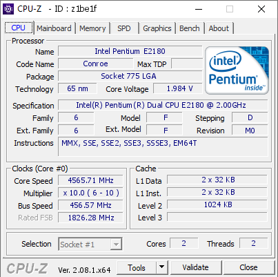screenshot of CPU-Z validation for Dump [z1be1f] - Submitted by  Majster  - 2024-01-14 00:46:49