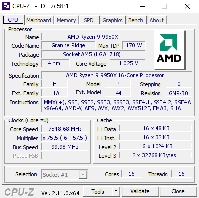 screenshot of CPU-Z validation for Dump [zc58r1] - Submitted by  elmor  - 2024-09-27 09:21:28