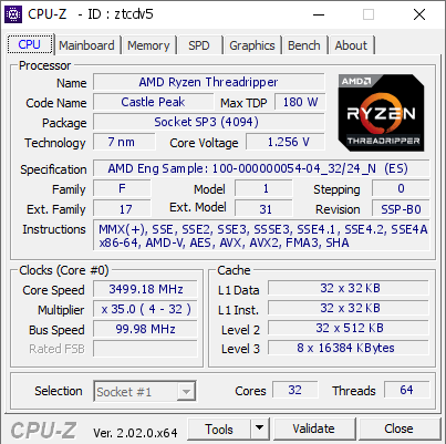 screenshot of CPU-Z validation for Dump [ztcdv5] - Submitted by  WIN-EOTH0I1H3NV  - 2022-10-07 10:58:19