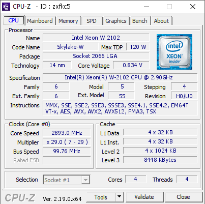 screenshot of CPU-Z validation for Dump [zxfkc5] - Submitted by  -  - 2026-03-19 10:12:22