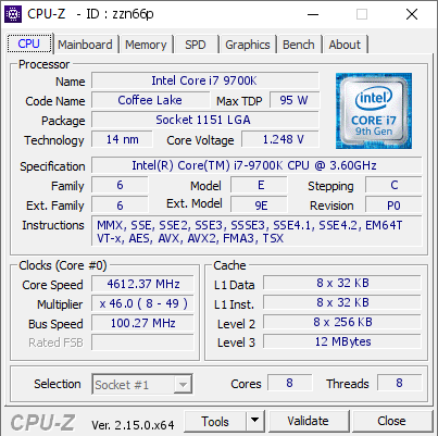 screenshot of CPU-Z validation for Dump [zzn66p] - Submitted by  Anonymous  - 2025-04-25 06:29:06