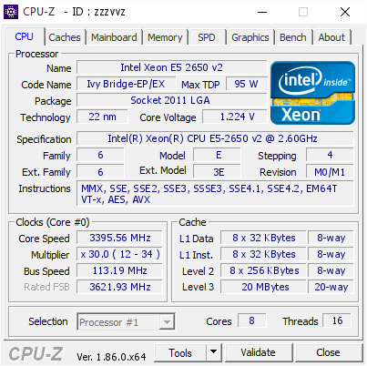 screenshot of CPU-Z validation for Dump [zzzvvz] - Submitted by  Speedy22  - 2019-03-06 02:18:07